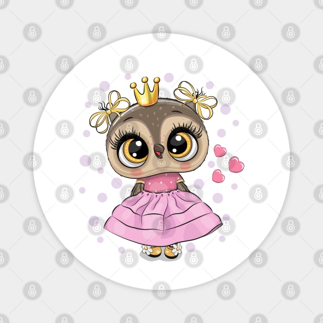 Cute fashion owl princess in a dress Magnet by Reginast777